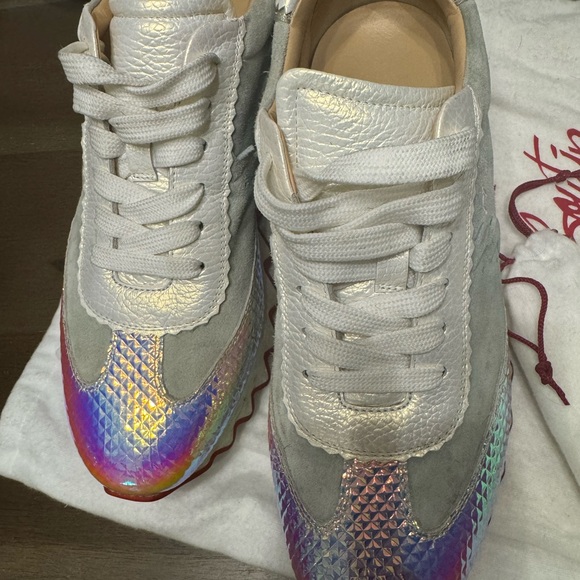 Calfskin Suede Patent Psychedelic Womens Loubishark Sneakers Multicolor - Picture 6 of 6